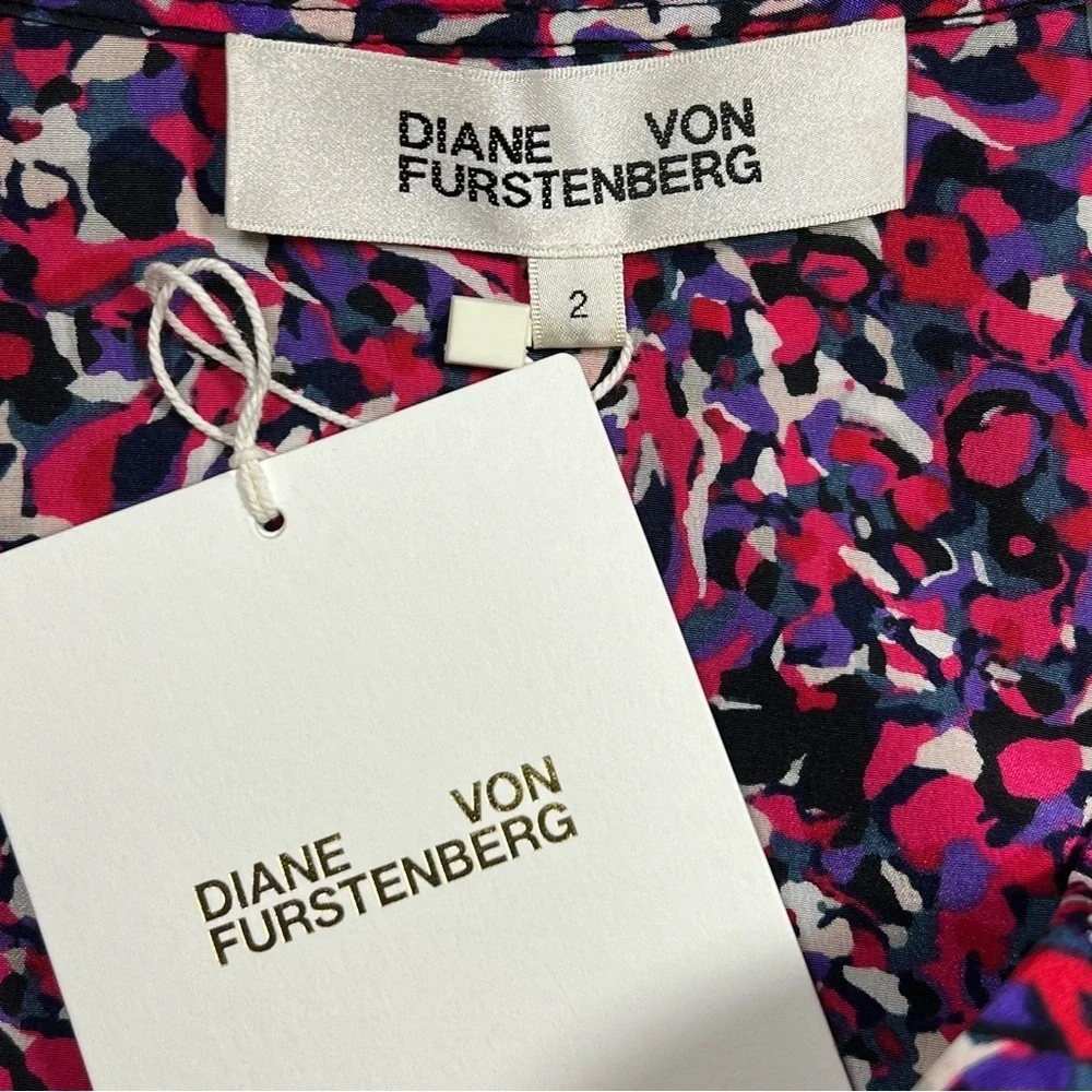 Diane von Furstenberg Bella Wrap Effect Ruffled Silk Crepe de Chine Midi Dress 2 - Picture 7 of 11